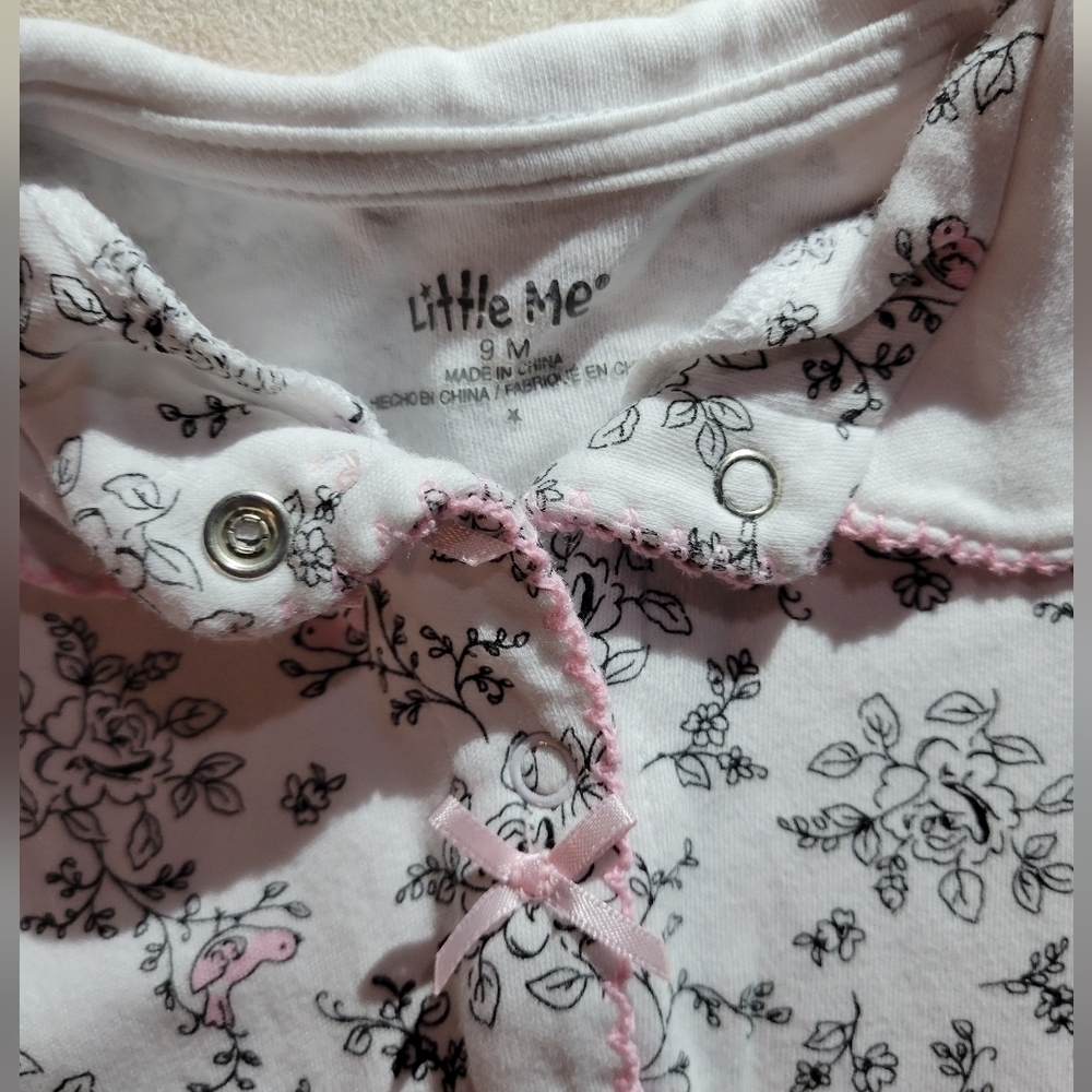 Little Me baby girl floral one piece layette outfit with matching hat 9m - Picture 3 of 7
